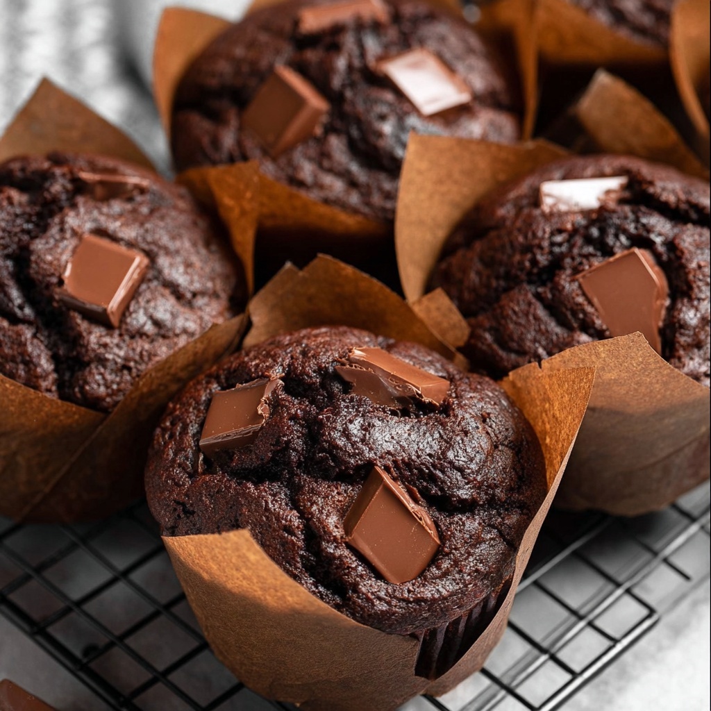 Vegan Chocolate Zucchini Muffins Recipe - Recipe Image