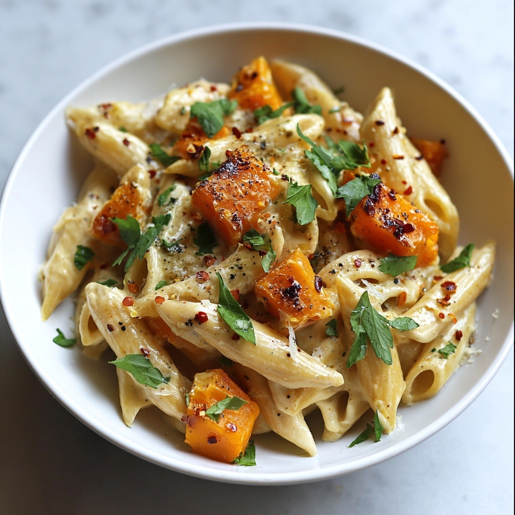 Butternut Squash Pasta with Garlic and Cream Recipe - Recipe Image