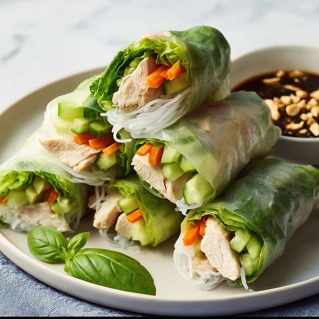 Chicken Spring Rolls with Fresh Vegetables and Sweet Chili Dipping Sauce Recipe - Recipe Image