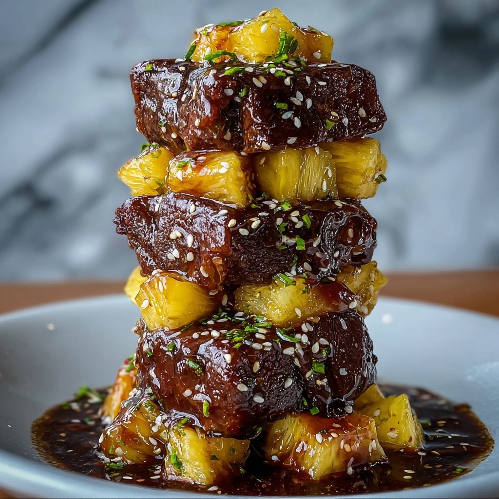 Teriyaki Beef & Pineapple Rice Stack Recipe - Recipe Image