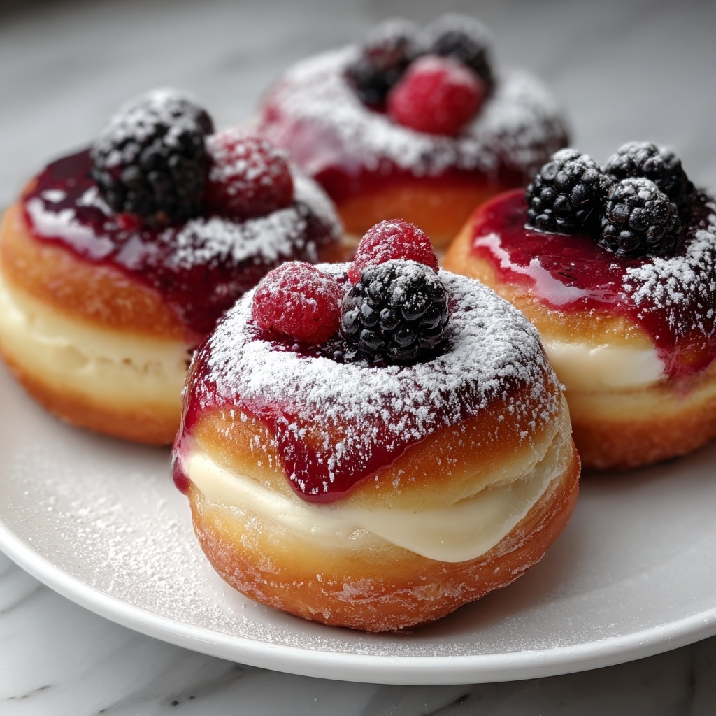 Summer Fruit Cheesecake Stuffed Brioche Doughnuts Recipe - Recipe Image
