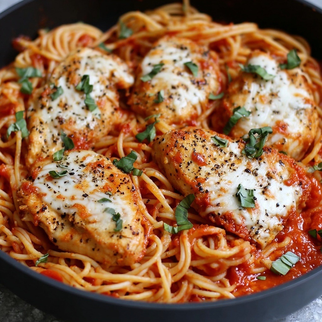 One-Pot Chicken Parmesan Pasta Recipe - Recipe Image