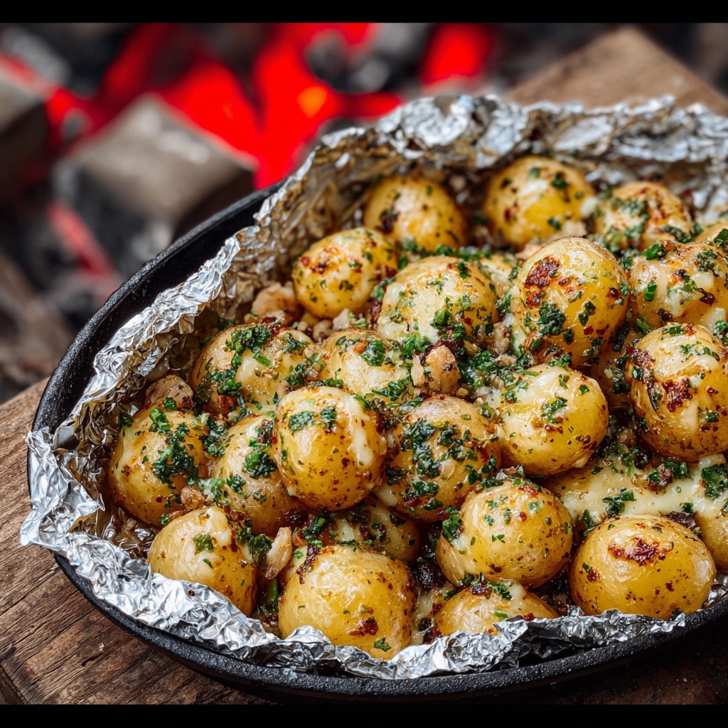 Cheesy Foil Pack Potatoes Recipe - Recipe Image