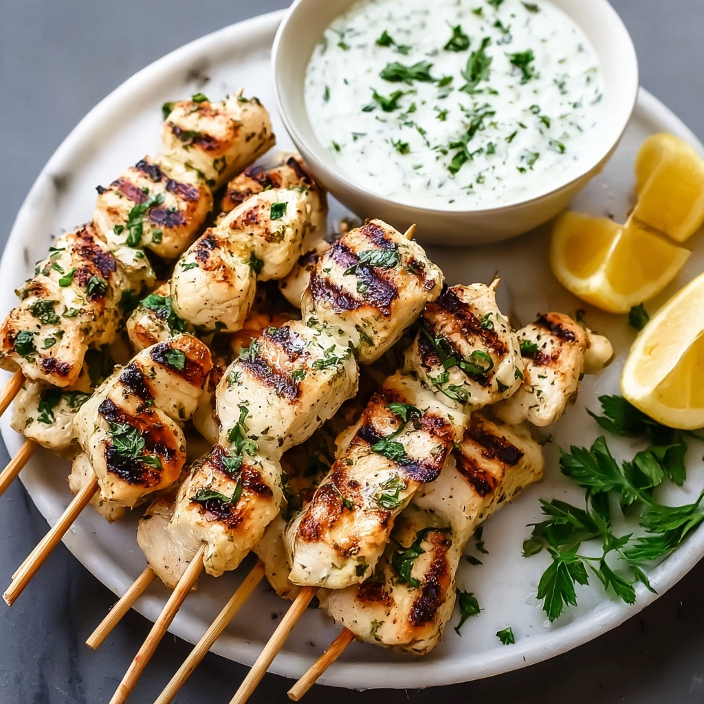 Greek Lemon Chicken Skewers with Tzatziki Sauce Recipe - Recipe Image