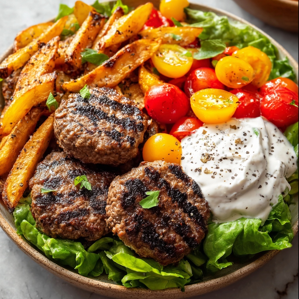 Burger Bowls with Caramelized Onion Aioli Recipe - Recipe Image