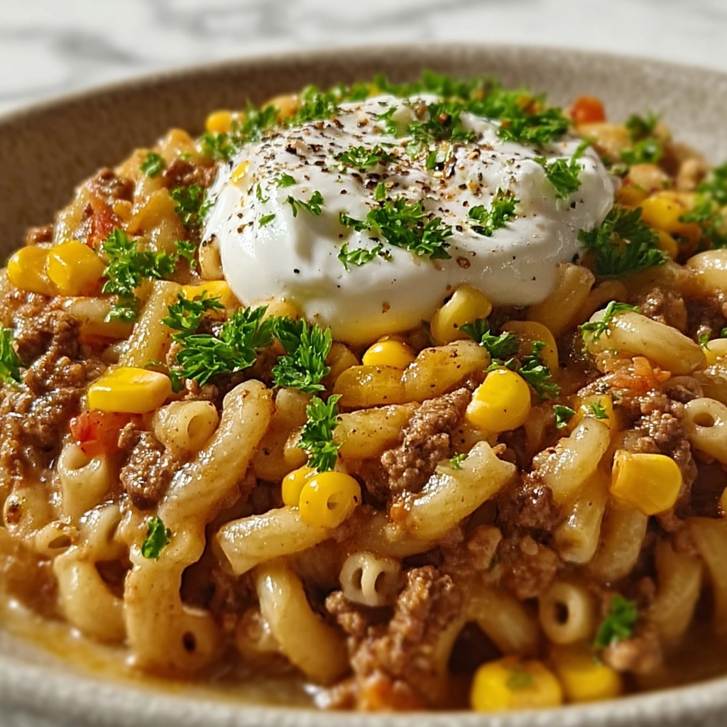 Creamy Ranch Beef Bowtie Skillet with Sweet Corn Recipe - Recipe Image