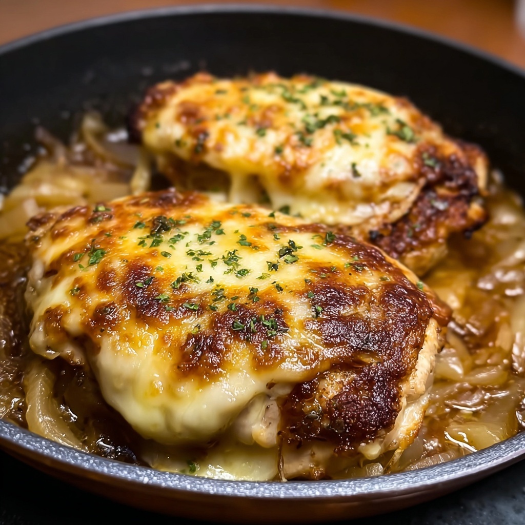 Easy One Pan French Onion Stuffed Chicken Recipe - Recipe Image