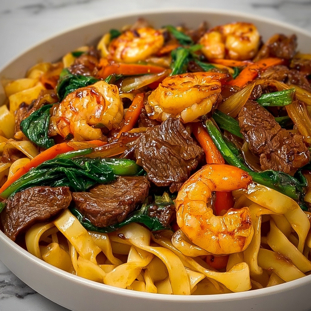 Steak & Shrimp Stir-Fried Noodles Recipe - Recipe Image
