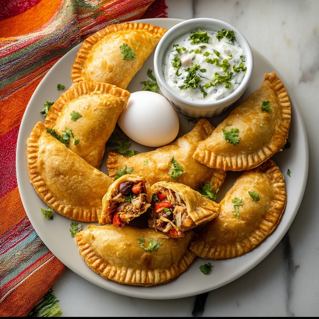 Golden Chicken Empanadas with Flaky Pastry Recipe - Recipe Image