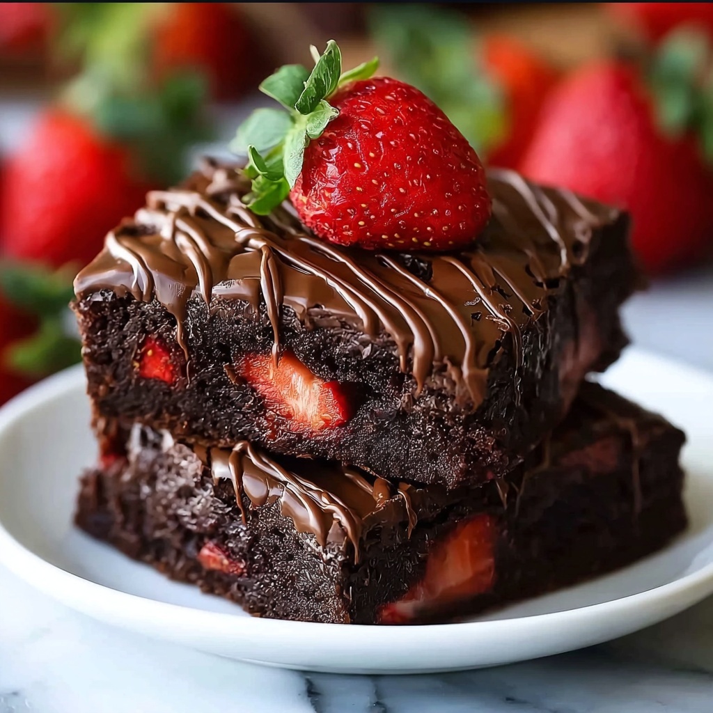 Chocolate-Dipped Strawberry Brownies Recipe - Recipe Image
