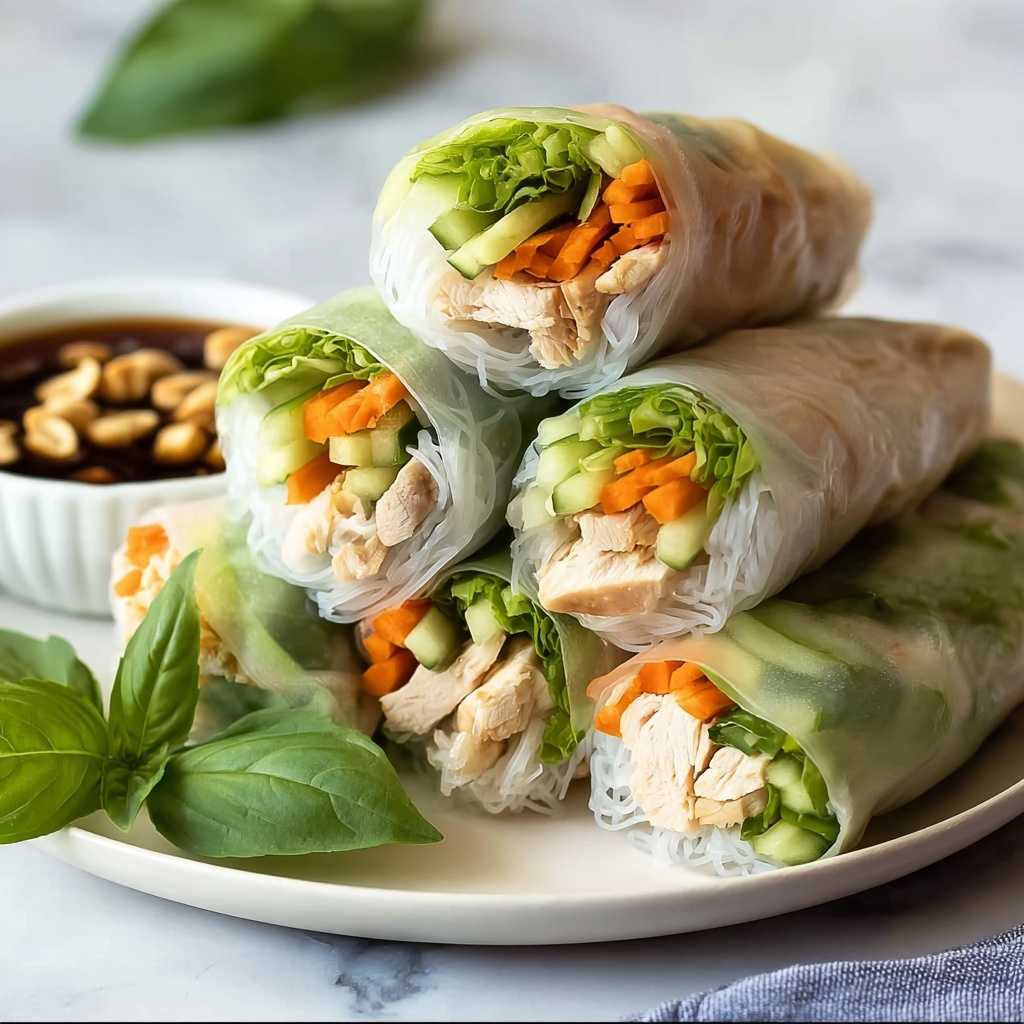 Chicken Spring Rolls with Fresh Vegetables and Sweet Chili Dipping Sauce Recipe - Recipe Image