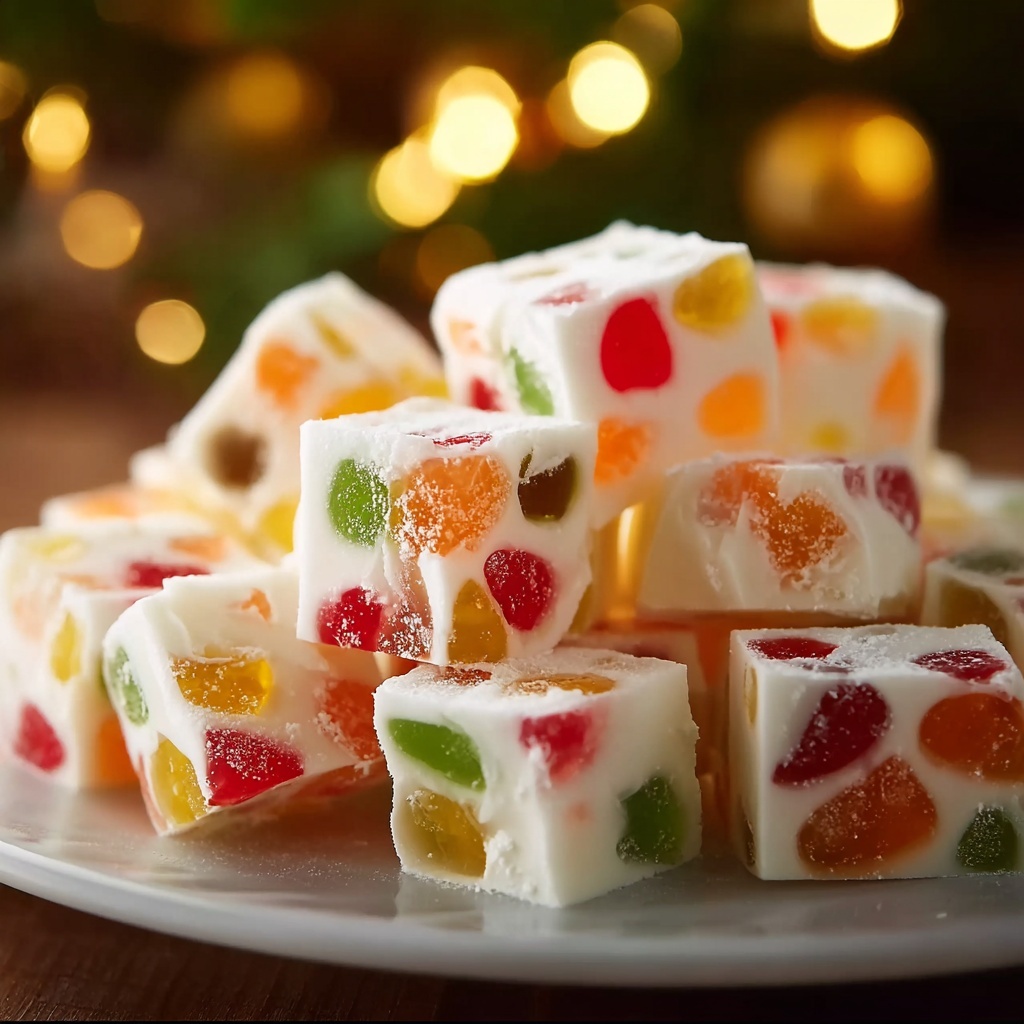 Easy Christmas Gumdrop Nougat Candy Recipe - Recipe Image