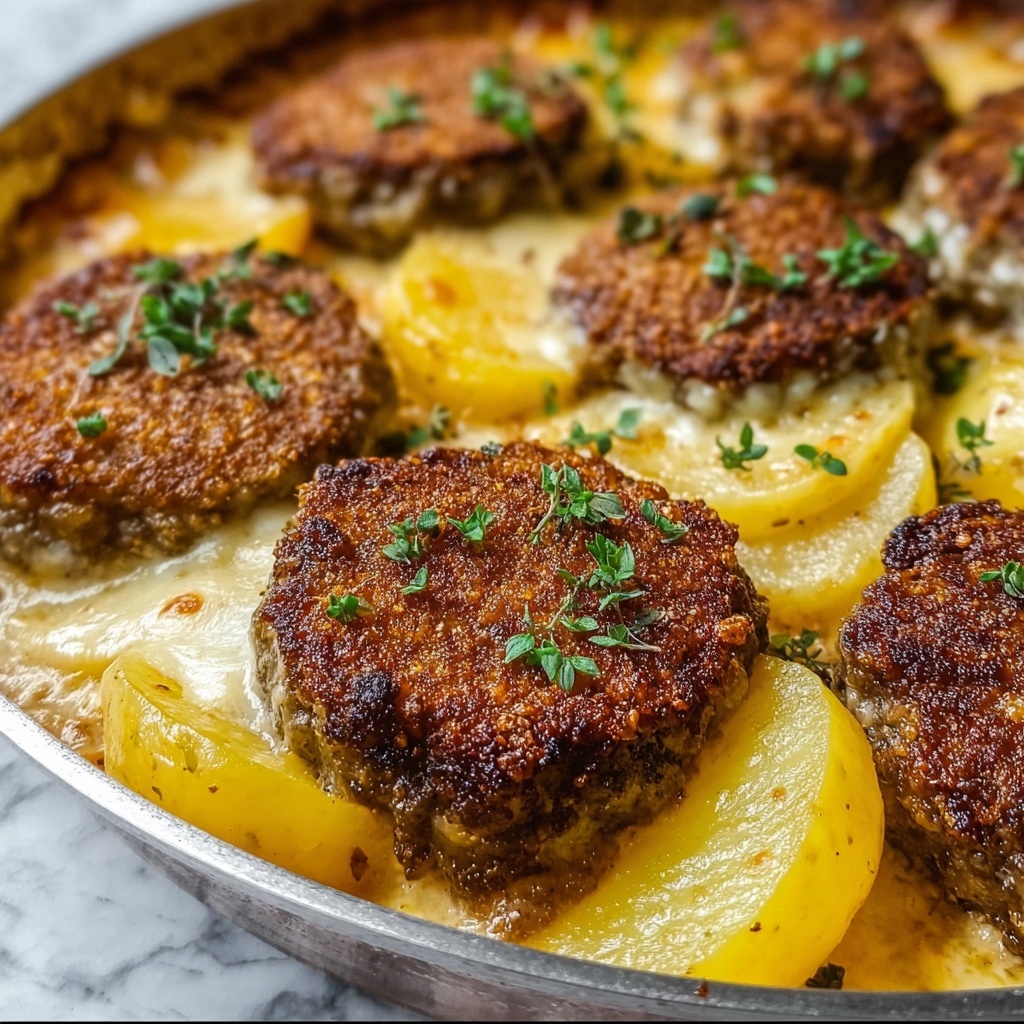 Garlic Parmesan Beef Chops with Cheesy Scalloped Potatoes Recipe - Recipe Image