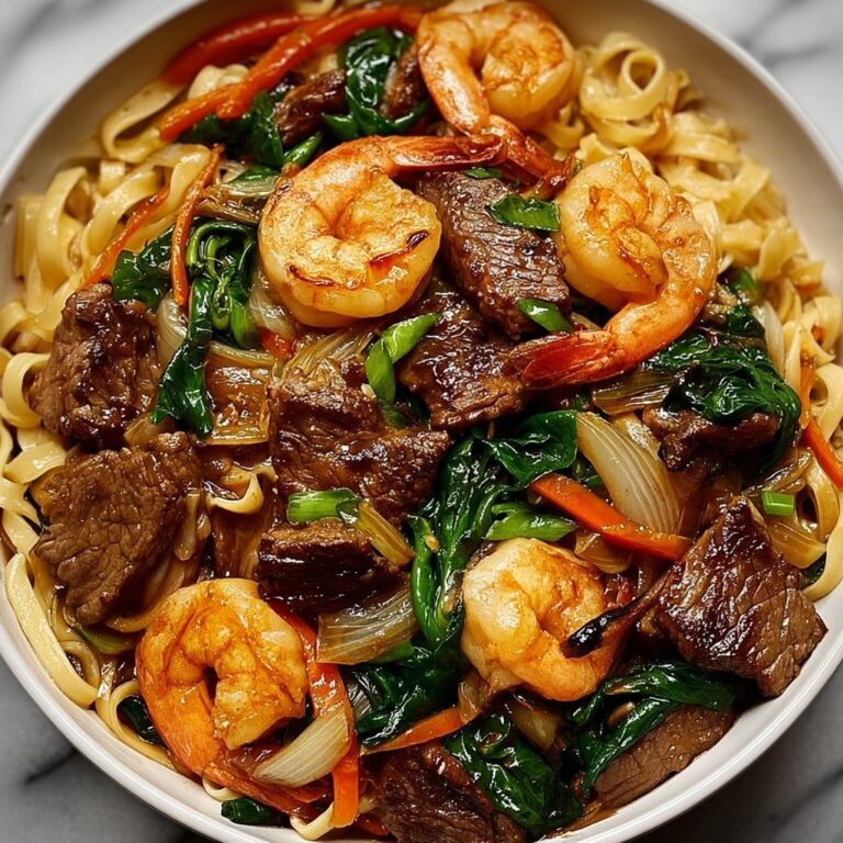 Steak & Shrimp Stir-Fried Noodles Recipe
