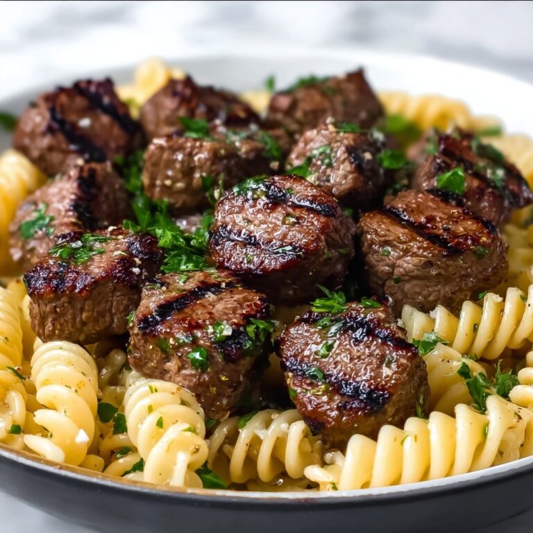 Steak Bites and Rotini in Garlic Parmesan Sauce Recipe