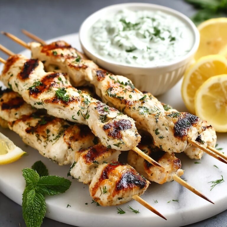 Greek Lemon Chicken Skewers with Tzatziki Sauce Recipe
