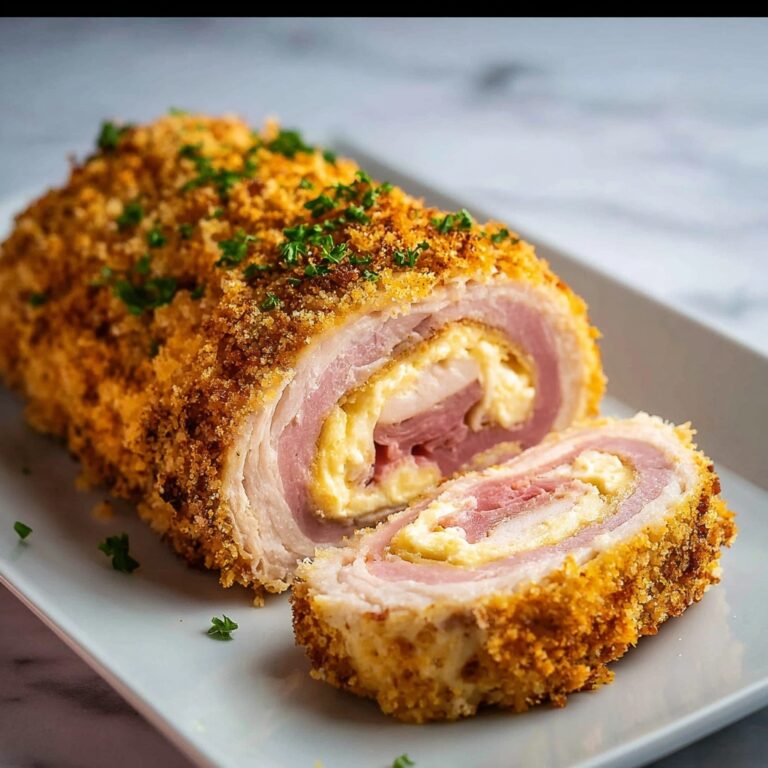 Chicken Cordon Bleu Meatloaf with Parmesan Sauce Recipe