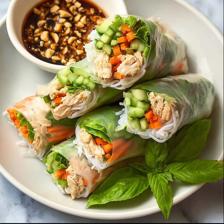 Chicken Spring Rolls with Fresh Vegetables and Sweet Chili Dipping Sauce Recipe