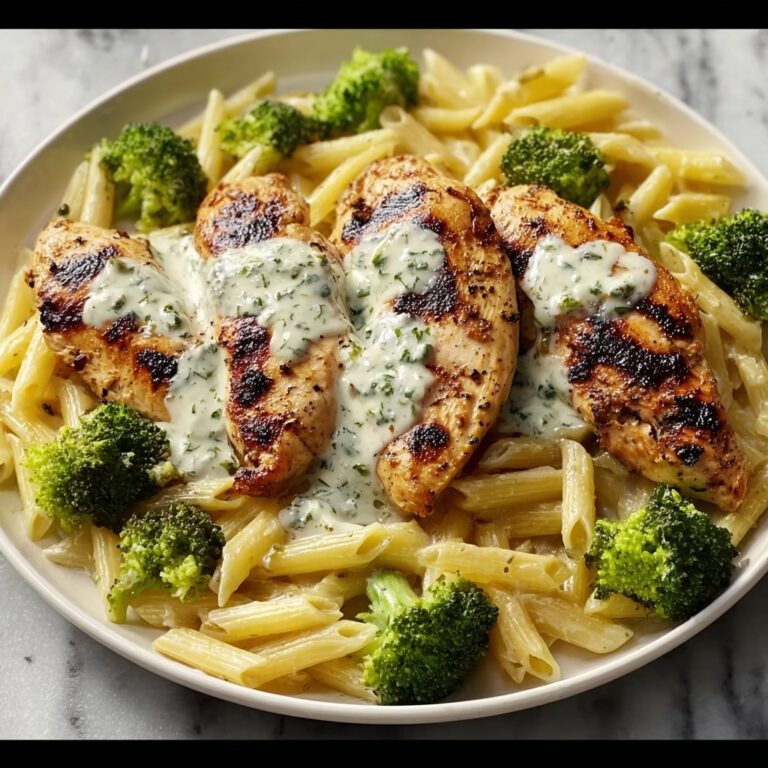 Tuscan Chicken with Creamy Broccoli Alfredo Penne Recipe