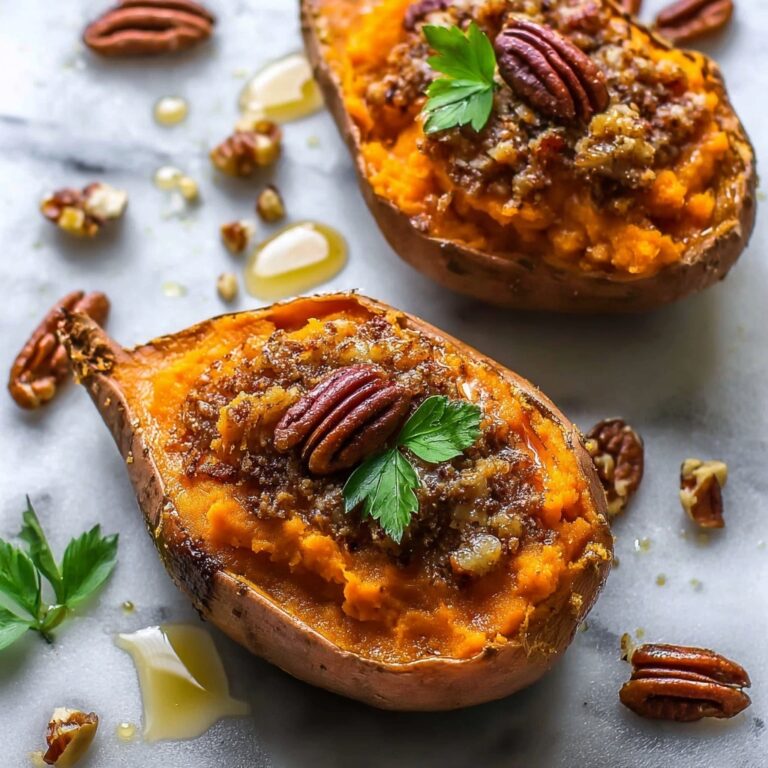 Twice Baked Sweet Potatoes with Pecan Streusel Recipe