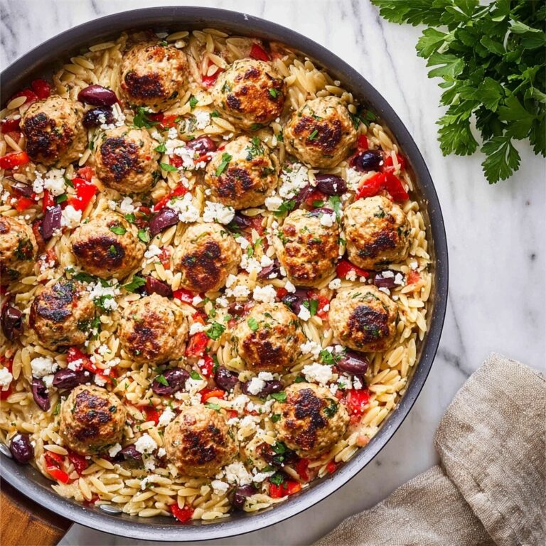 Greek Meatballs and Orzo Skillet Recipe