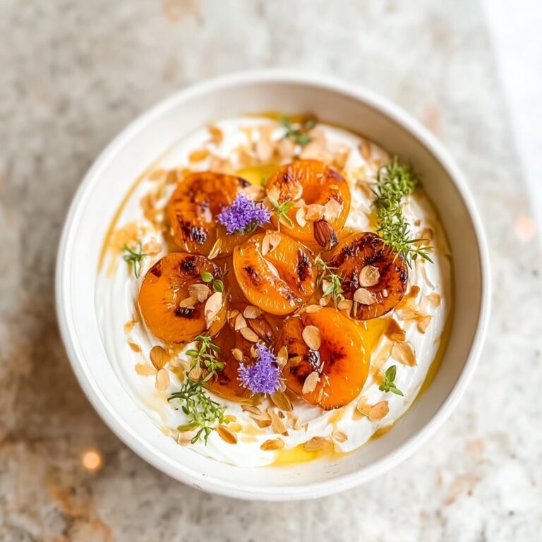 Grilled Apricots with Whipped Goat Cheese and Thyme Honey Recipe
