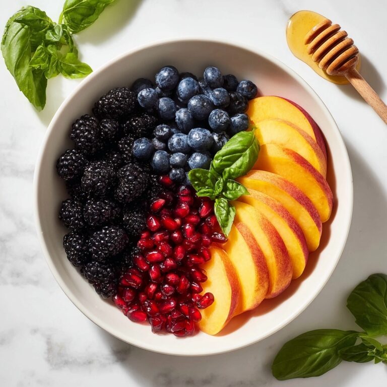 Honey Lime Basil Peach Fruit Salad Recipe