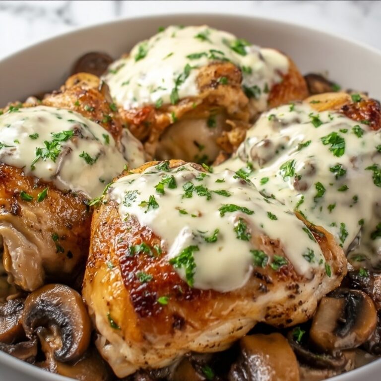 Cheesy Garlic Butter Mushroom Stuffed Chicken Recipe
