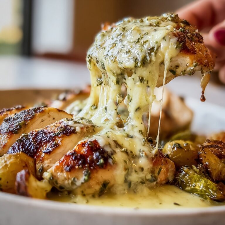 Lemon-Herb Chicken Alfredo with Spicy Feta & Crispy Brussels-Parmesan Wedges Recipe
