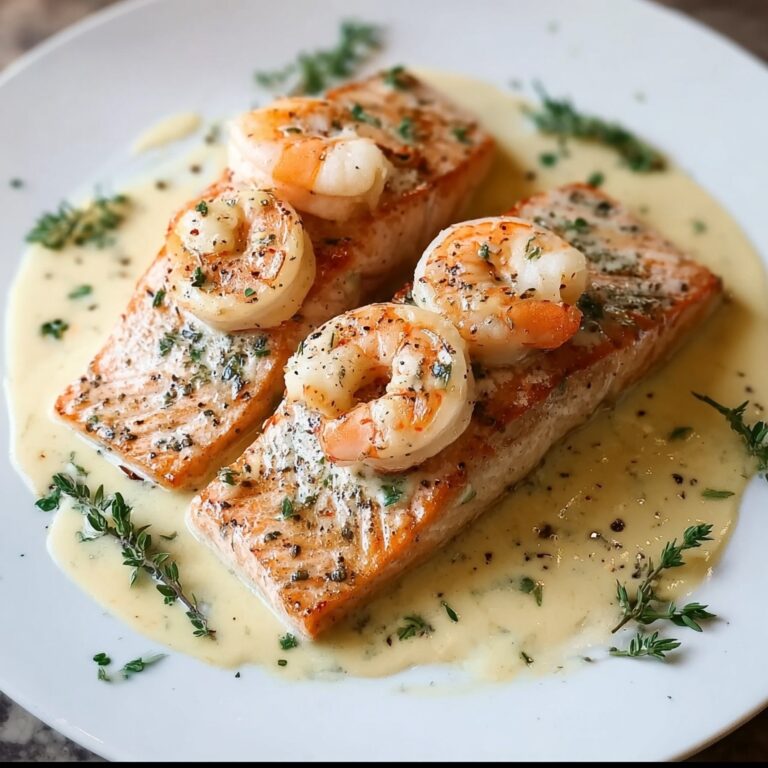 Salmon and Shrimp with Creamy Garlic Sauce Recipe