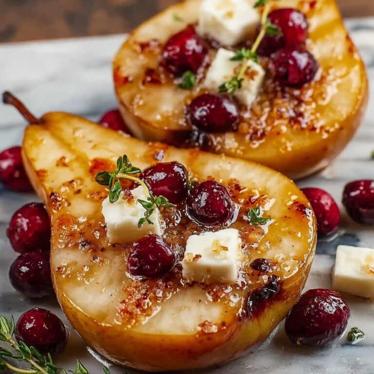 Baked Pears with Goat Cheese, Honey, and Cranberries Recipe