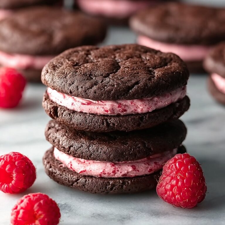 Chocolate Raspberry Sandwich Cookies with Ganache Drizzle Recipe