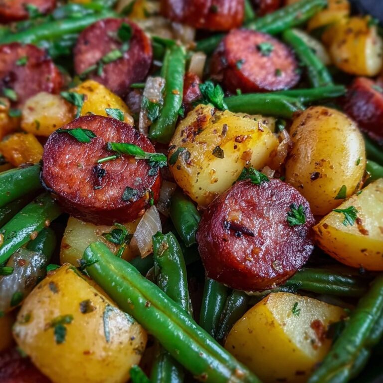 Sautéed Potatoes and Green Beans with Smoked Sausage Recipe