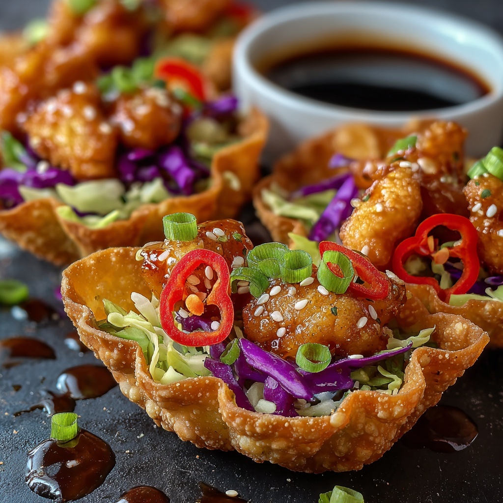 Crispy Chicken Wonton Tacos Recipe - Recipe Image