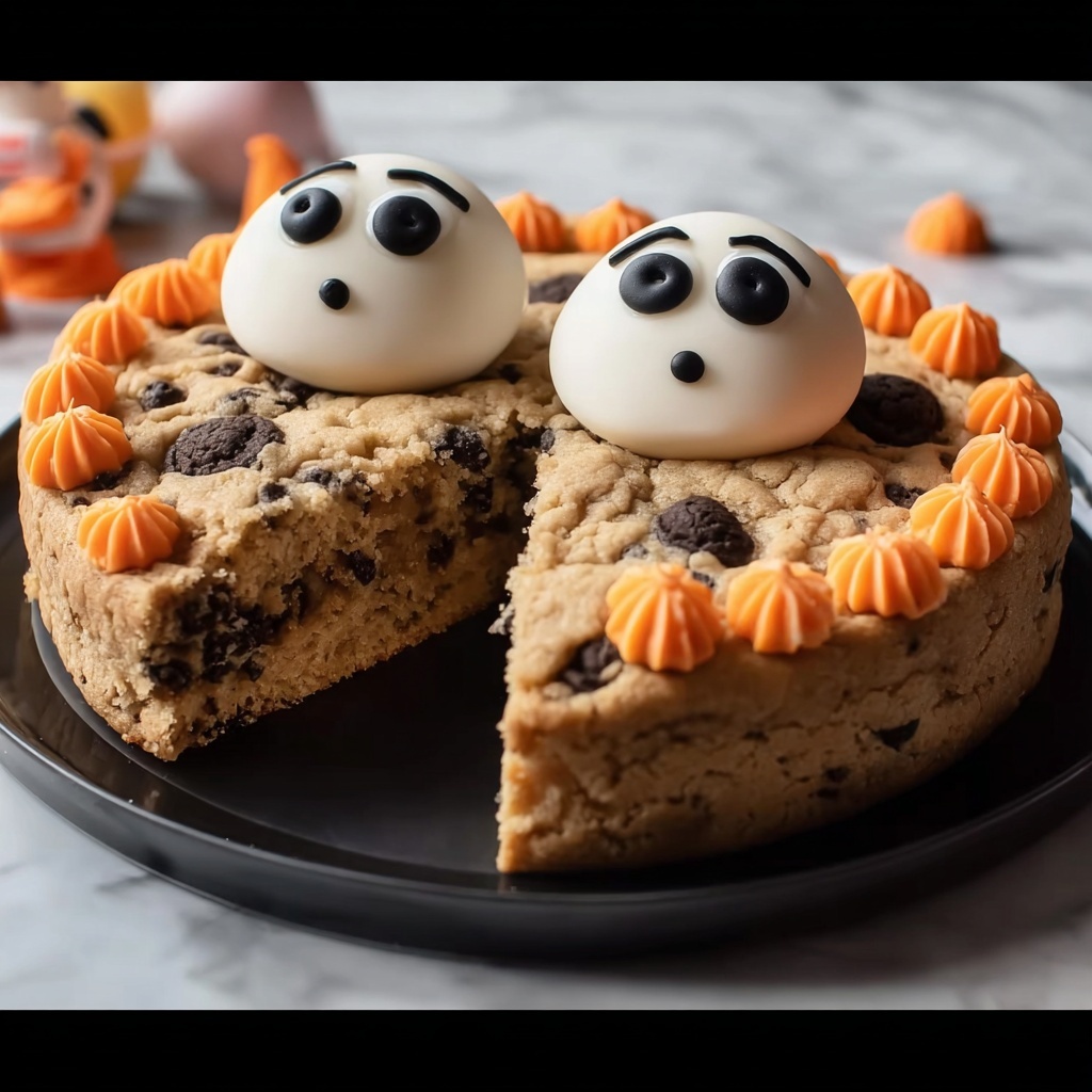 Halloween Cookie Cake with Spooky Buttercream Decorations Recipe - Recipe Image