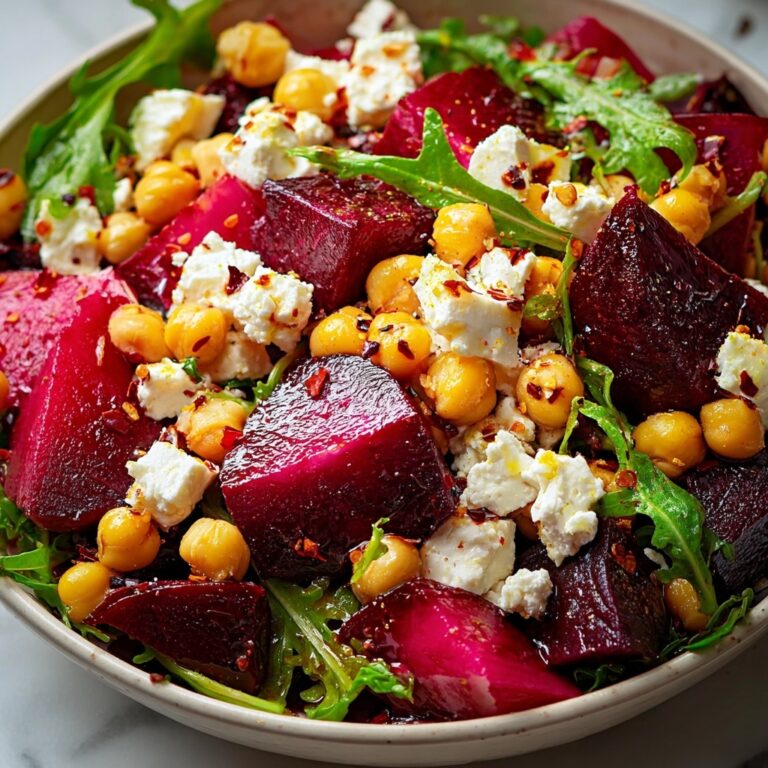 Chickpea, Beet & Feta Salad with Lemon-Garlic Vinaigrette Recipe