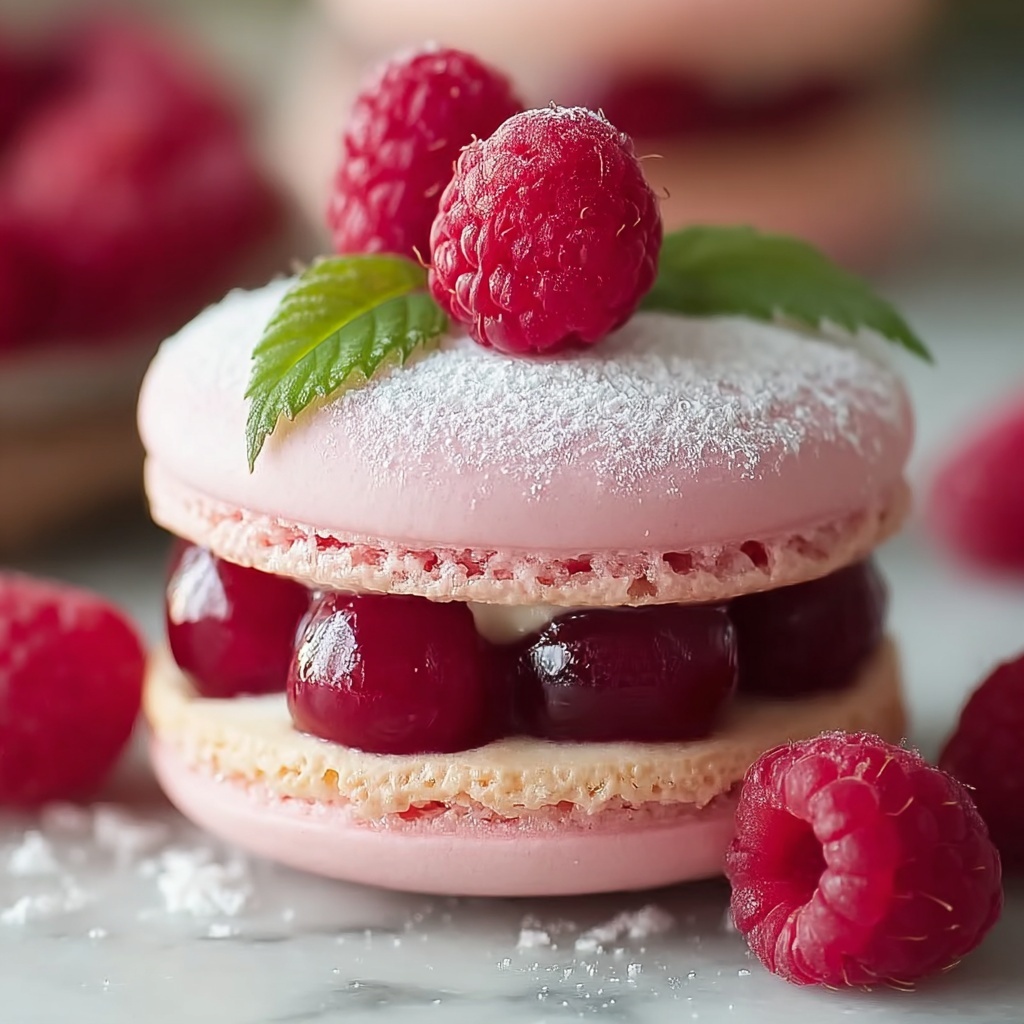 Ispahan-Inspired Macaron Cake with Fresh Lychees & Raspberries Recipe - Recipe Image