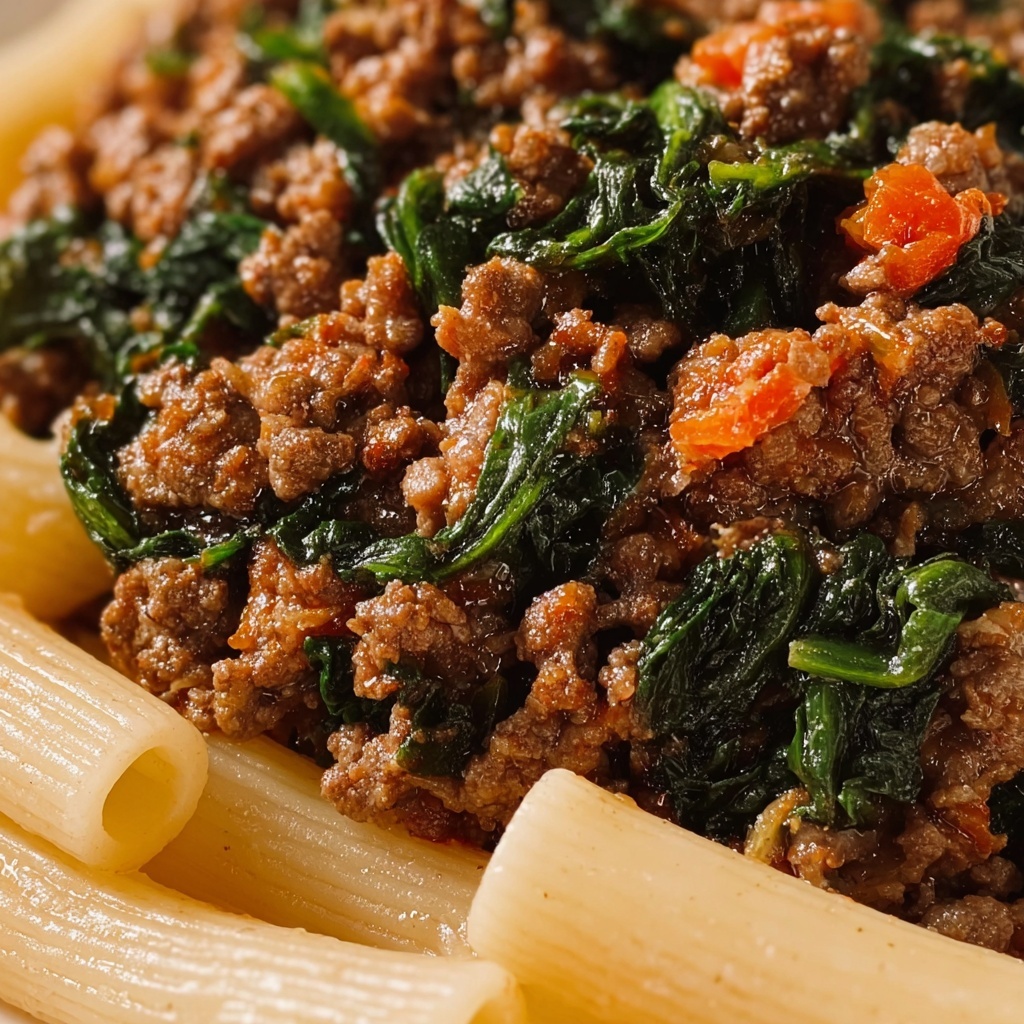 One-Pan Ground Beef and Spinach Pasta Recipe - Recipe Image