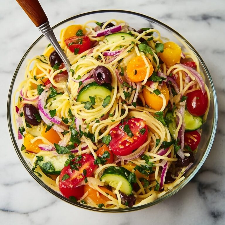 Spaghetti Salad with Cherry Tomatoes, Cucumbers, and Parmesan Recipe