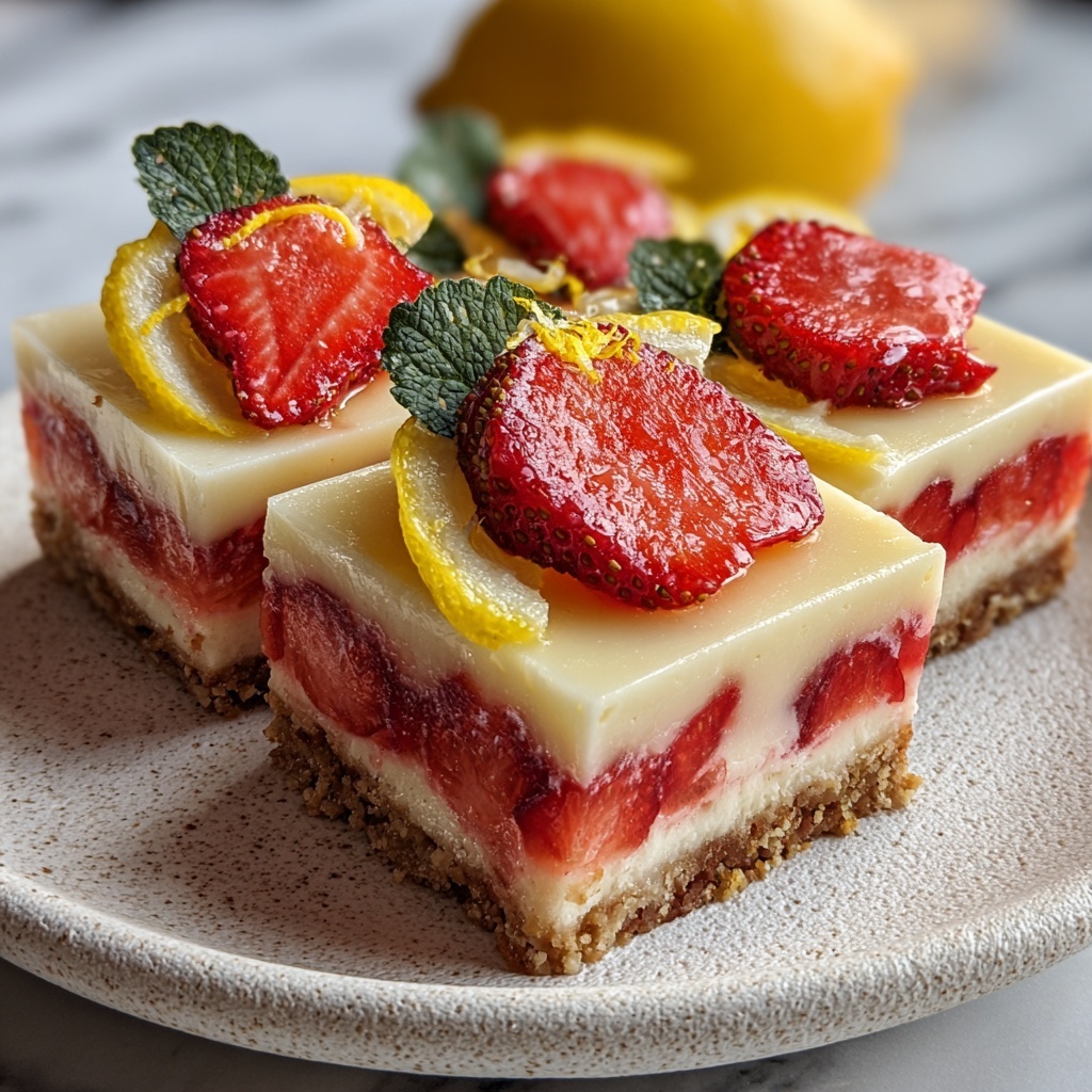 Strawberry Lemonade Cheesecake Bars Recipe - Recipe Image