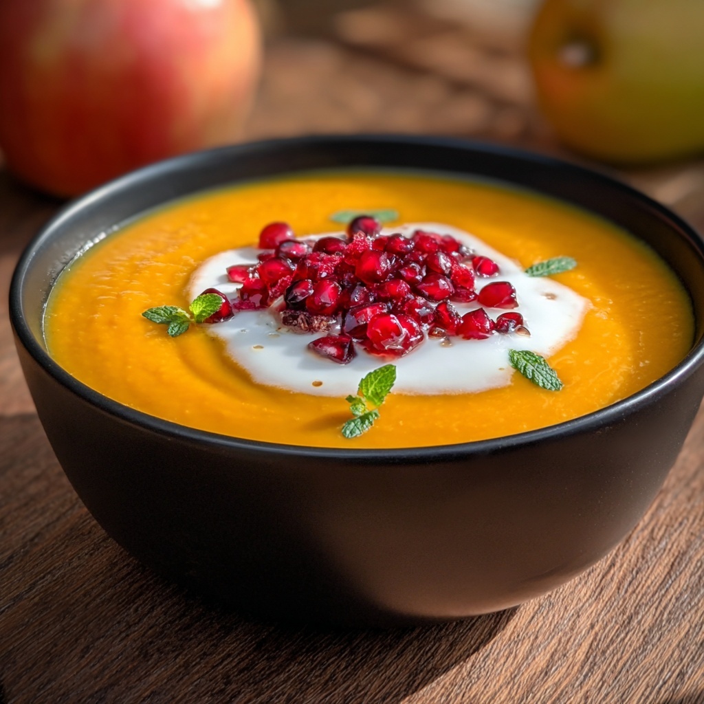 Roasted Butternut Squash Soup with Cream Cheese and Cranberries Recipe - Recipe Image