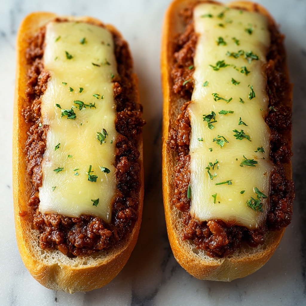 Cheesy Garlic Bread Sloppy Joe Melts Recipe - Recipe Image