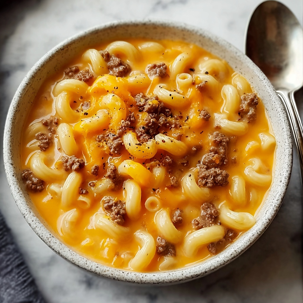 Creamy Cheesy Macaroni Soup Recipe - Recipe Image