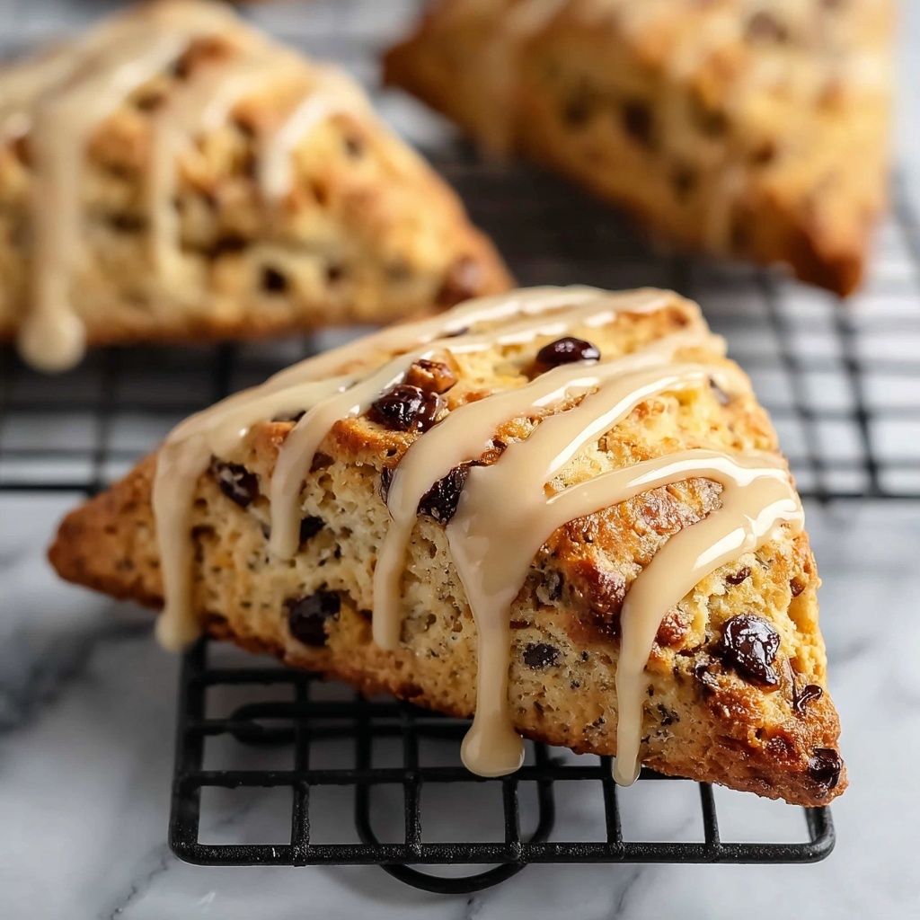 Banana Chocolate Chip Scones with Cinnamon Drizzle Recipe - Recipe Image