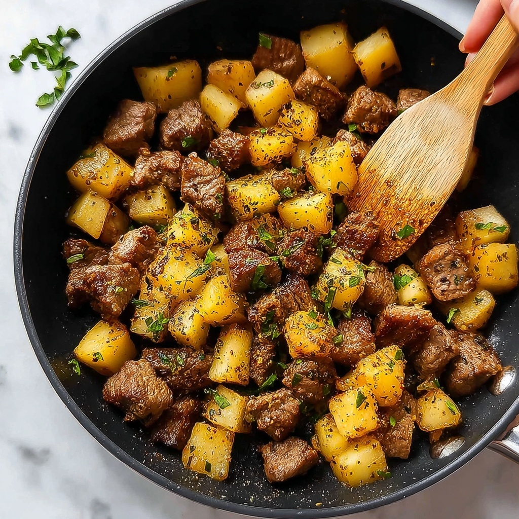 Garlic Butter Steak Bites with Herb Potatoes Recipe - Recipe Image