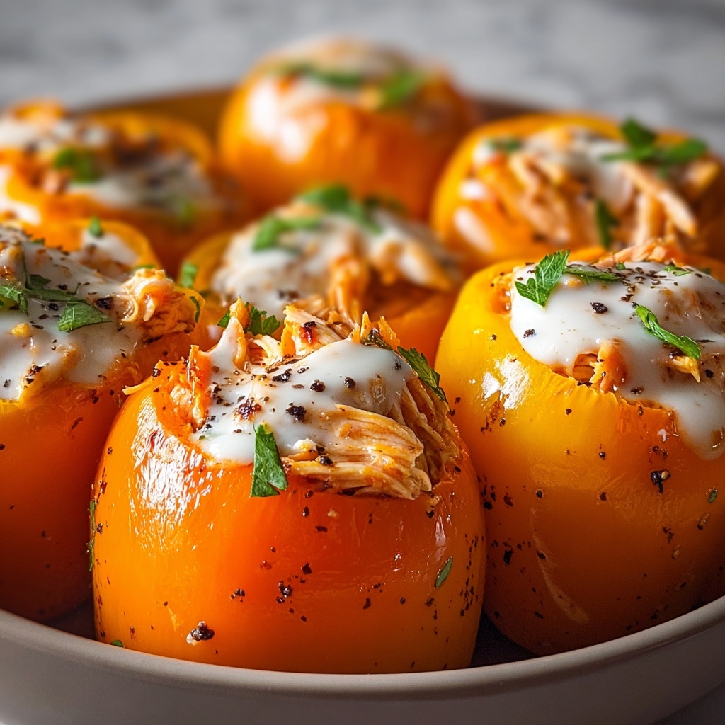 Spicy Buffalo Chicken Pepper Bombs Recipe - Recipe Image