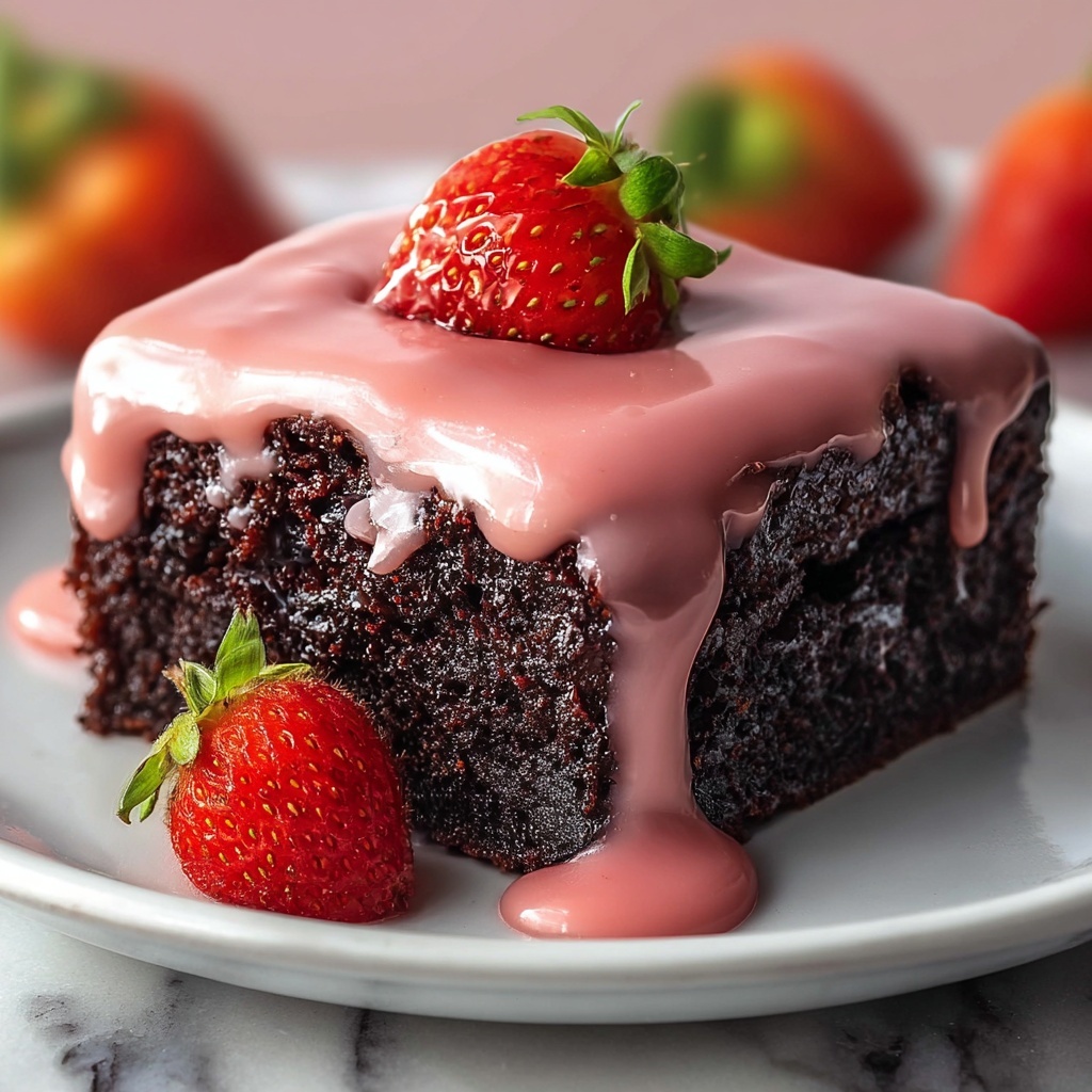 Strawberry Brownies with Pink Glaze Recipe - Recipe Image
