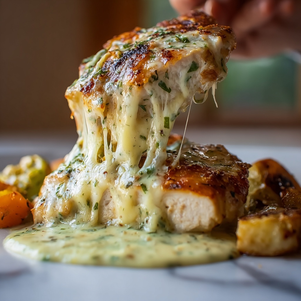 Lemon-Herb Chicken Alfredo with Spicy Feta & Crispy Brussels-Parmesan Wedges Recipe - Recipe Image