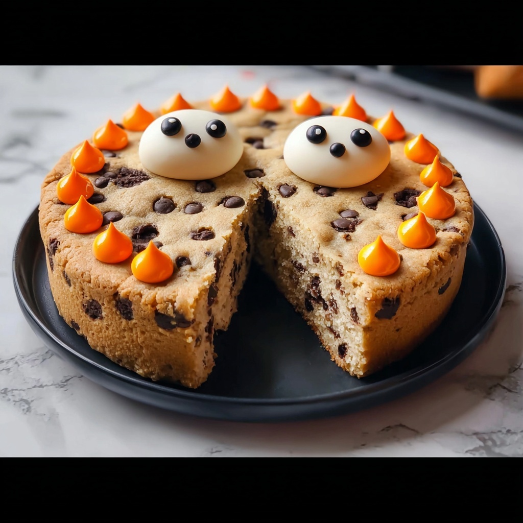 Halloween Cookie Cake with Spooky Buttercream Decorations Recipe - Recipe Image