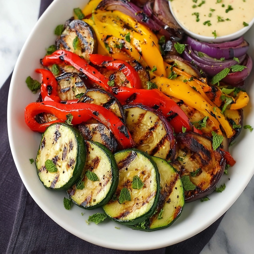 Grilled Vegetable Platter with Cumin-Yogurt Sauce Recipe - Recipe Image